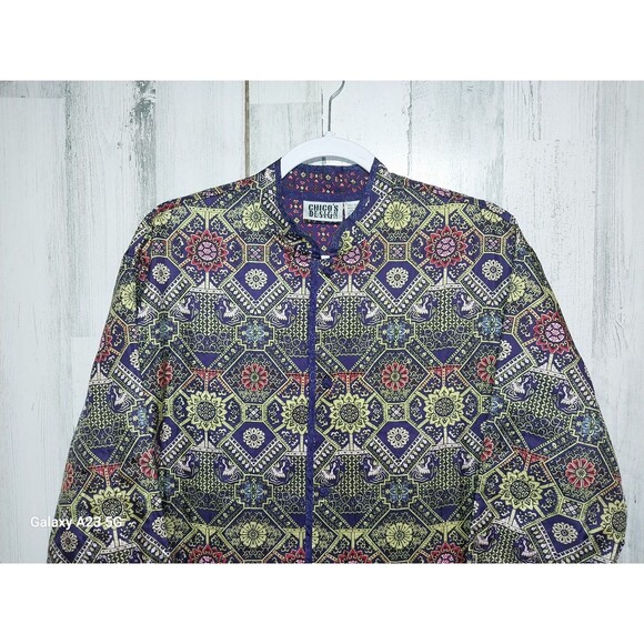 Chicos Jacket Womens Size 1 Medium 100% Silk Asian Collar - Picture 3 of 6